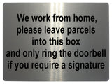 537 We work from home Metal Aluminium Plaque Sign Door Bell Letters Parcels House Office