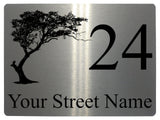 611 Custom Personalised Tree Number Address House Metal Aluminium Sign Plaque For Front Door Wall Gate