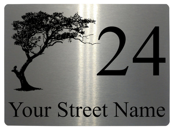 611 Custom Personalised Tree Number Address House Metal Aluminium Sign Plaque For Front Door Wall Gate