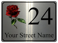 1459 Custom Personalised Address Rose Metal Aluminium Plaque Sign House Door Office