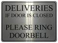 1733 DELIVERIES IF DOOR IS CLOSED PLEASE RING DOORBELL Metal Aluminium Plaque Sign