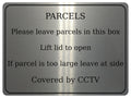1271 PARCELS Covered by CCTV Metal Aluminium Plaque Sign Box Door House Office