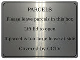 1271 PARCELS Covered by CCTV Metal Aluminium Plaque Sign Box Door House Office