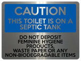 1614 CAUTION THIS TOILET IS ON A SEPTIC TANK Aluminium Plaque Sign Bathroom Door