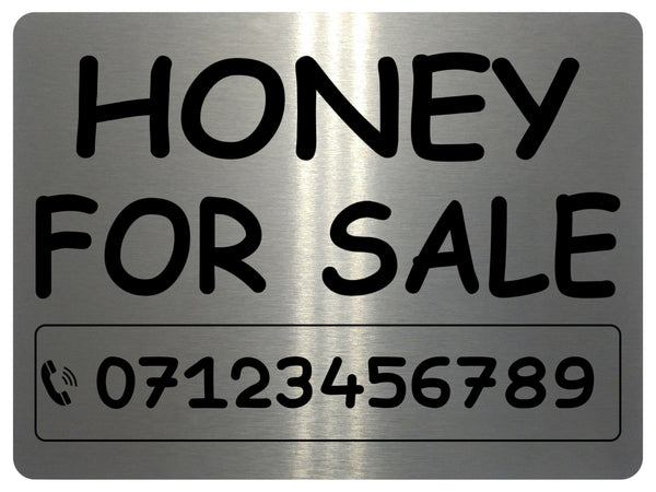 819 Personalised HONEY FOR SALE Metal Aluminium Plaque Sign Door Gate House Farm