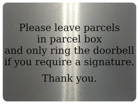 737 Please leave parcels in parcel box Ring Doorbell Metal Aluminium Plaque Sign House Office Letters