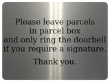 737 Please leave parcels in parcel box Ring Doorbell Metal Aluminium Plaque Sign House Office Letters