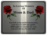 1413 In Loving Memory Of Mom & Dad Memorial Funeral Metal Aluminium Plaque Sign