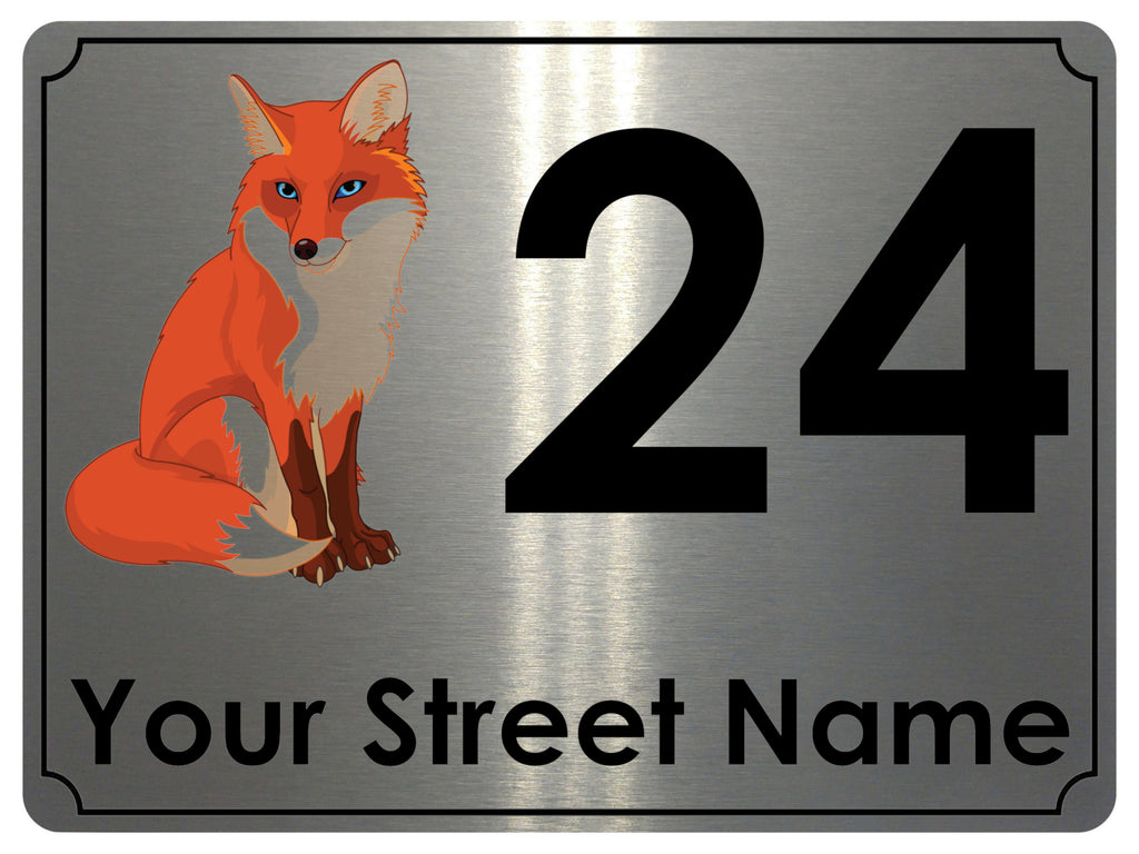 681 Custom Personalised Address Fox House Metal Aluminium Sign Plaque Door Wall Gate