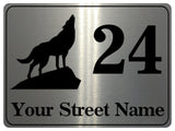 802 Custom Personalised Address Wolf Metal Plaque Sign For Door Wall House Office Gate