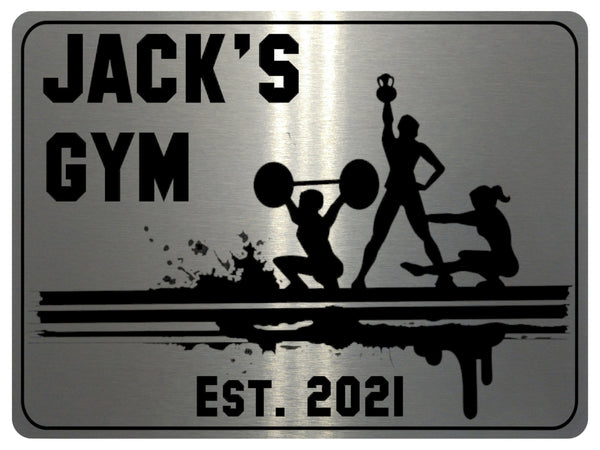 870 Custom Personalised Name's Gym Metal Aluminium Sign Plaque Fitness Door Wall