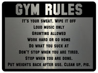 688 GYM RULES Safety Funny Door Wall Metal Aluminium Plaque Sign Fitness Club