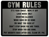 688 GYM RULES Safety Funny Door Wall Metal Aluminium Plaque Sign Fitness Club