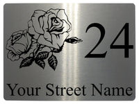 609 Custom Personalised Rose Number Address House Metal Aluminium Sign Plaque For Front Door Wall Gate