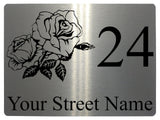 609 Custom Personalised Rose Number Address House Metal Aluminium Sign Plaque For Front Door Wall Gate