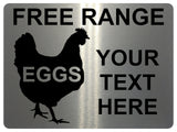 733 Personalised FREE RANGE EGGS Farm Metal Aluminium Plaque Sign Wall Gate Door