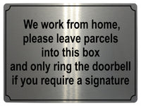 538 We work from home Metal Aluminium Plaque Sign Door Bell Letters Parcels House Office