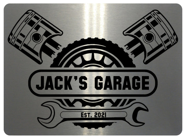 693 Custom Personalised NAME'S GARAGE Car Metal Aluminium Sign Plaque Door Wall Gate