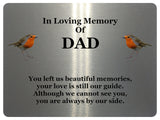 1847 In Loving Memory Of DAD Robin Memorial Funeral Metal Aluminium Plaque Sign