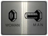 826 TOILET WOMAN MAN Funny Metal Aluminium Plaque Sign House Office Pub Bar