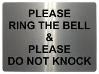 500 PLEASE RING BELL DO NOT KNOCK Metal Aluminium Plaque Sign Door House Office