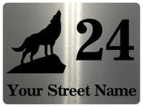 801 Custom Personalised Address Wolf Metal Plaque Sign For Door Wall House Office Gate