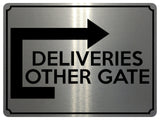 1761 DELIVERIES OTHER GATE Arrow Right Door Metal Aluminium Plaque Sign