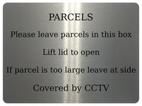 1270 PARCELS Covered by CCTV Metal Aluminium Plaque Sign Box Door House Office