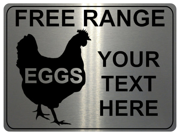 734 Personalised FREE RANGE EGGS Farm Metal Aluminium Plaque Sign Wall Gate Door