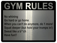 784 GYM RULES Safety Funny Door Wall Metal Aluminium Plaque Sign Fitness Club