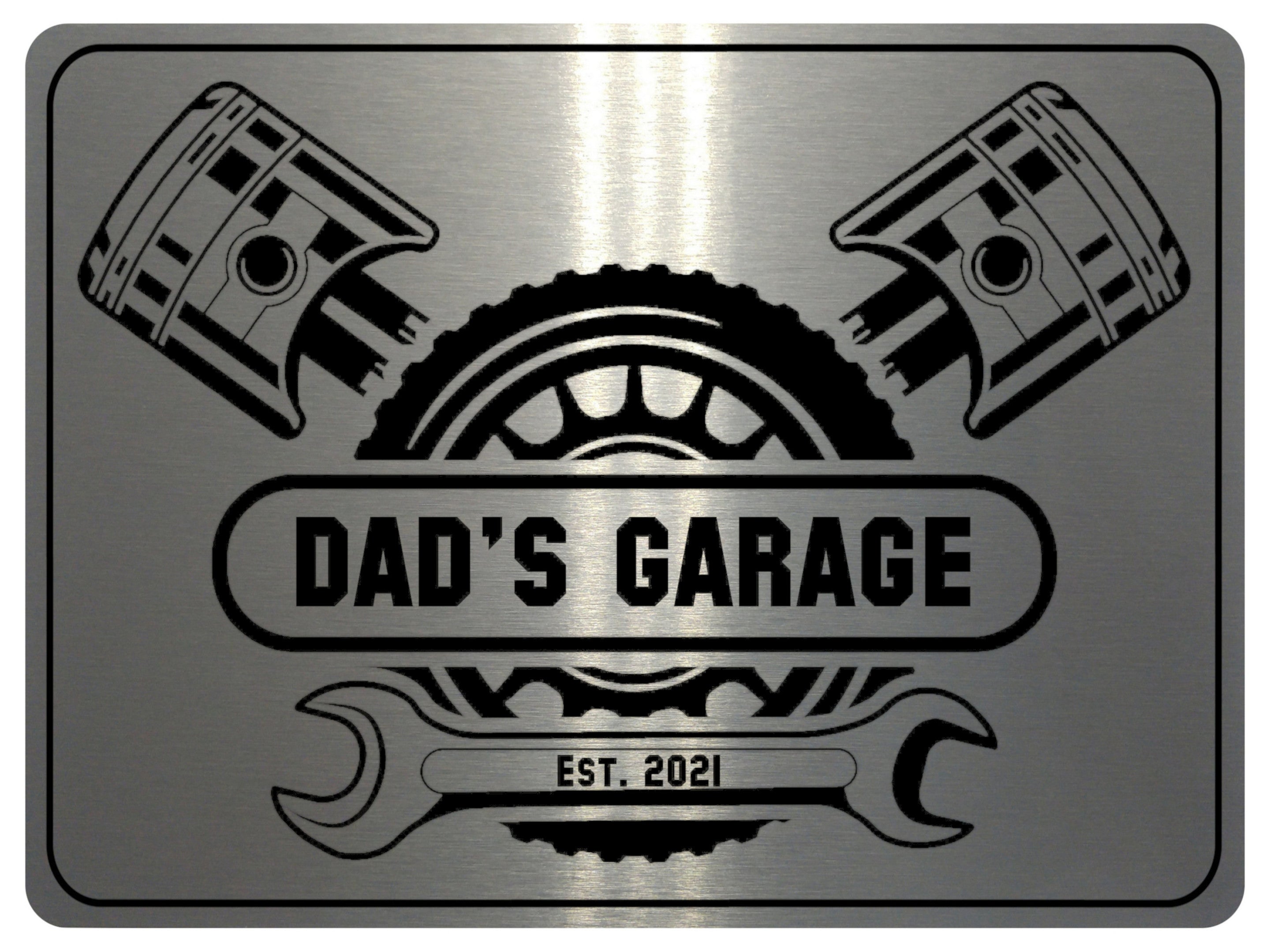 696 Custom Personalised DAD'S GARAGE Car Metal Aluminium Sign Plaque Door Wall Gate