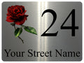 1458 Custom Personalised Address Rose Metal Aluminium Plaque Sign House Door Office