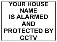 508 Custom Personalised CCTV ALARMED AND PROTECTED Metal Aluminium Sign Plaque Door House