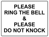 500 PLEASE RING BELL DO NOT KNOCK Metal Aluminium Plaque Sign Door House Office