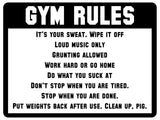 688 GYM RULES Safety Funny Door Wall Metal Aluminium Plaque Sign Fitness Club