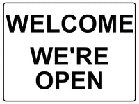 601 WELCOME WE'RE OPEN Metal Aluminium Plaque Sign For Door House Office Shop Bar Pab