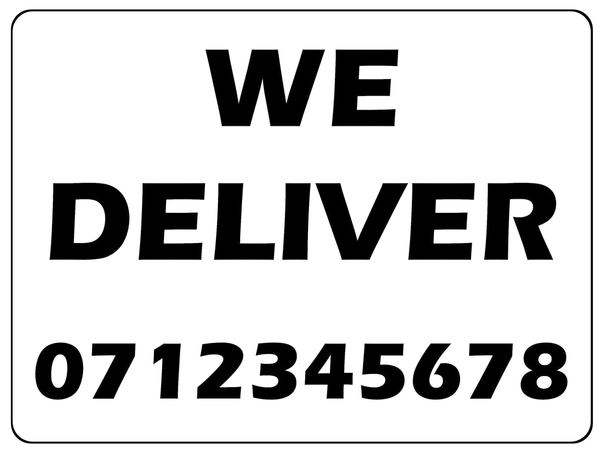 1167 Custom Personalised WE DELIVER Metal Aluminium Plaque Sign Door Bar Restaurant Pub