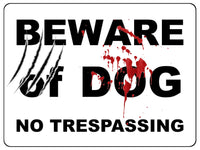 805 BEWARE OF DOG NO TRESPASSING Door Gate Metal Aluminium Plaque Sign House Garden