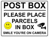 451 POST BOX SMILE YOU'RE ON CAMERA Metal Aluminium Plaque Sign House Office Gate Letters Parcels