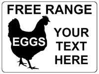 733 Personalised FREE RANGE EGGS Farm Metal Aluminium Plaque Sign Wall Gate Door