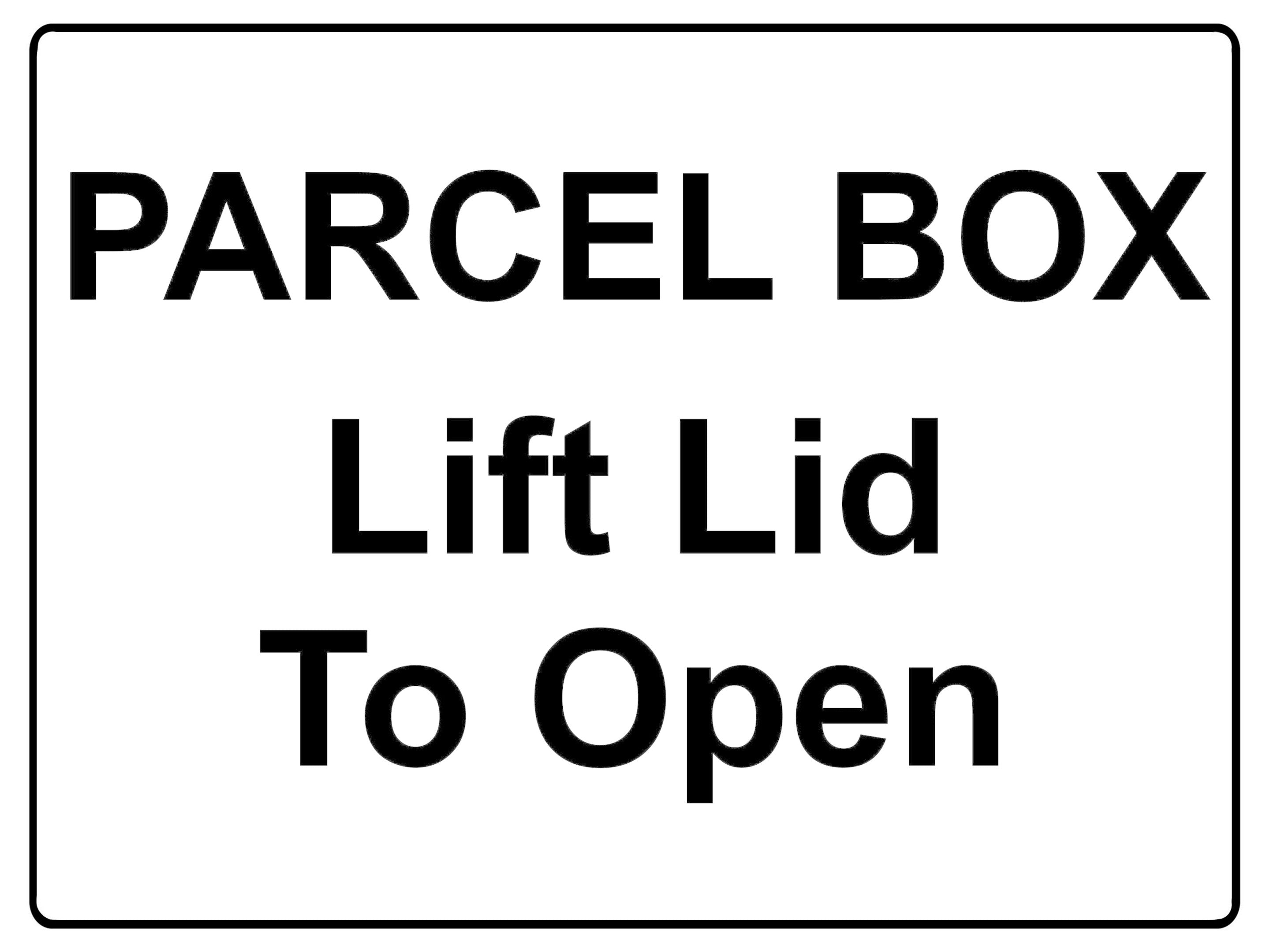 621 PARCEL BOX Lift Lid To Open Metal Aluminium Plaque Sign Door House Office Letters Post