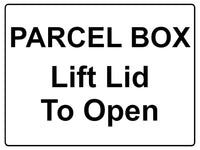 621 PARCEL BOX Lift Lid To Open Metal Aluminium Plaque Sign Door House Office Letters Post