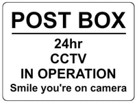 1187 POST BOX 24hr CCTV IN OPERATION Metal Aluminium Plaque Sign Door Gate House Office