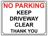 536 NO PARKING KEEP DRIVEWAY CLEAR Metal Aluminium Plaque Sign Door Gate House