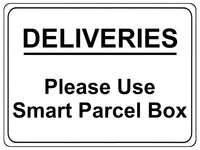 1239 DELIVERIES Please Use Smart Parcel Box Metal Aluminium Plaque Sign House Office