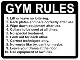 897 GYM RULES Safety Funny Door Wall Metal Aluminium Plaque Sign Fitness Club