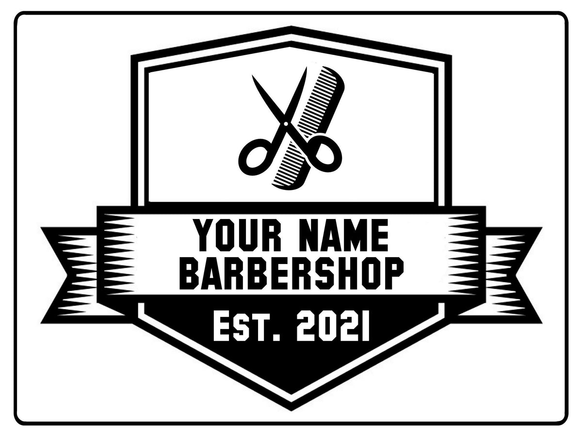554 Custom Personalised BARBERSHOP Metal Aluminium Sign Plaque Door Wall Gate