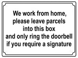 538 We work from home Metal Aluminium Plaque Sign Door Bell Letters Parcels House Office