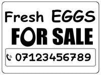 809 Custom Personalised Fresh EGGS FOR SALE Metal Aluminium Plaque Sign Door Gate House Farm