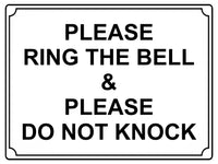 501 PLEASE RING BELL DO NOT KNOCK Metal Aluminium Plaque Sign Door House Office